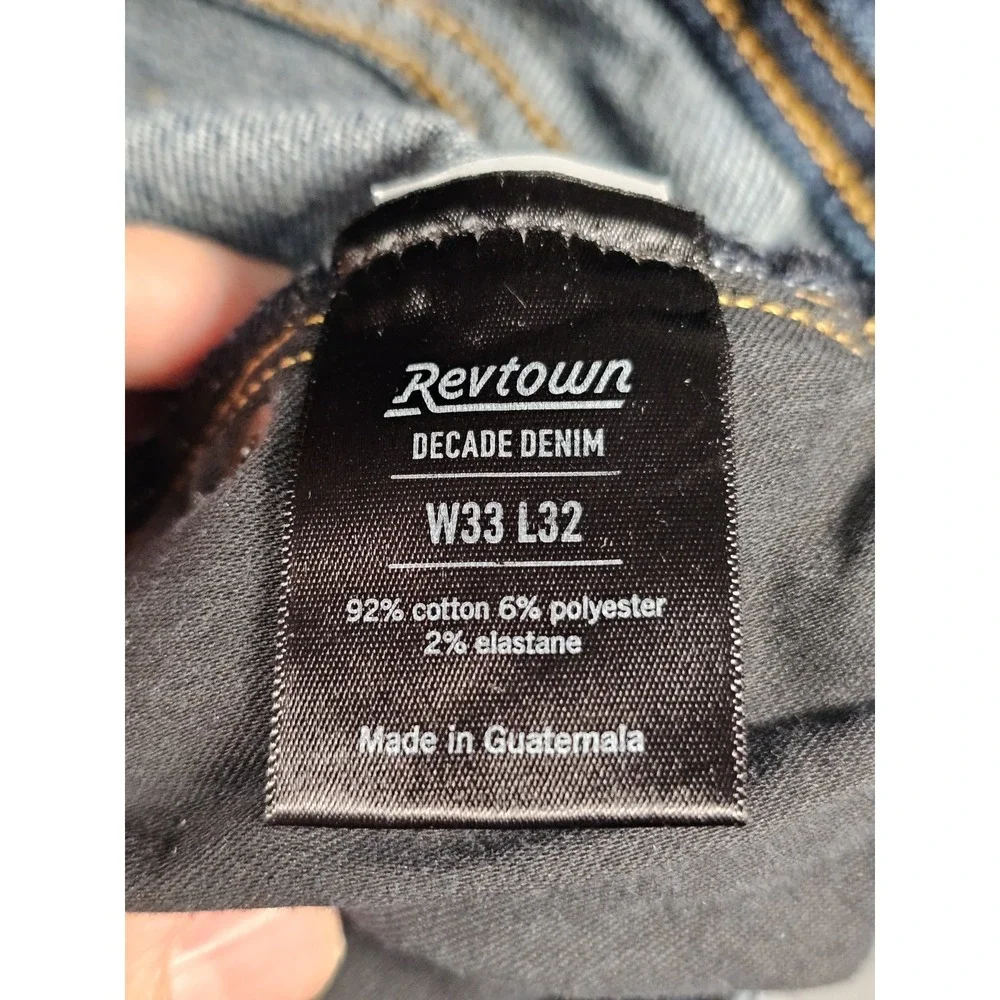 Revtown Decade Denim Men's Jeans 33x32 Automatic‎ Stretch Blue Straight Fit